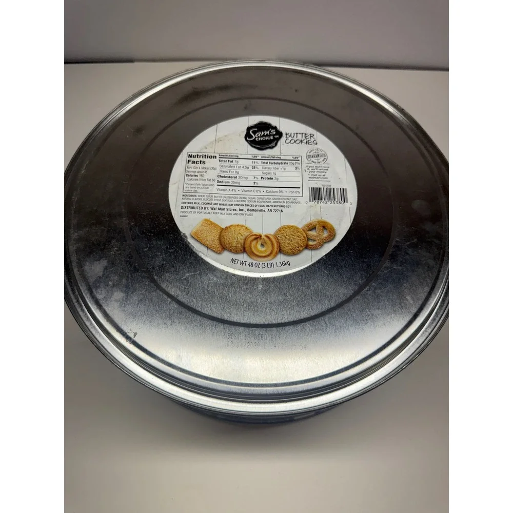 Sam's Choice Winter Deer Holiday Cookie Tin Large Round Metal Storage 10 inch